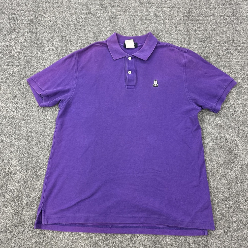 Psycho Bunny Polo Shirt Mens XL Purple Pima Cotton Skull Logo Classic Fit